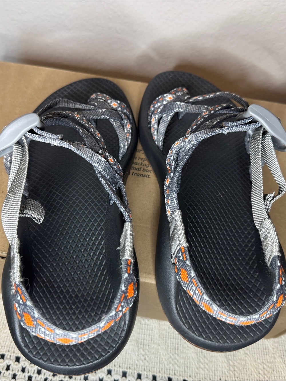 Chaco Cloud Women’s Gray and Orange Strappy Sandals - Picture 4 of 5